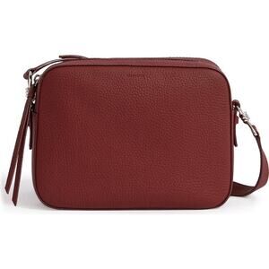 AllSaints Captain Lea Oxblood Burgundy Pebbled Leather Square Crossbody Bag